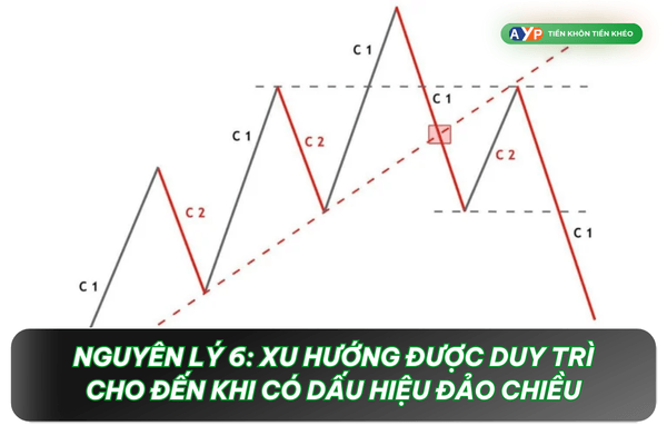 Nguyên lý 6: Xu hướng được duy trì cho đến khi có dấu hiệu đảo chiều - Lý thuyết Dow là gì?